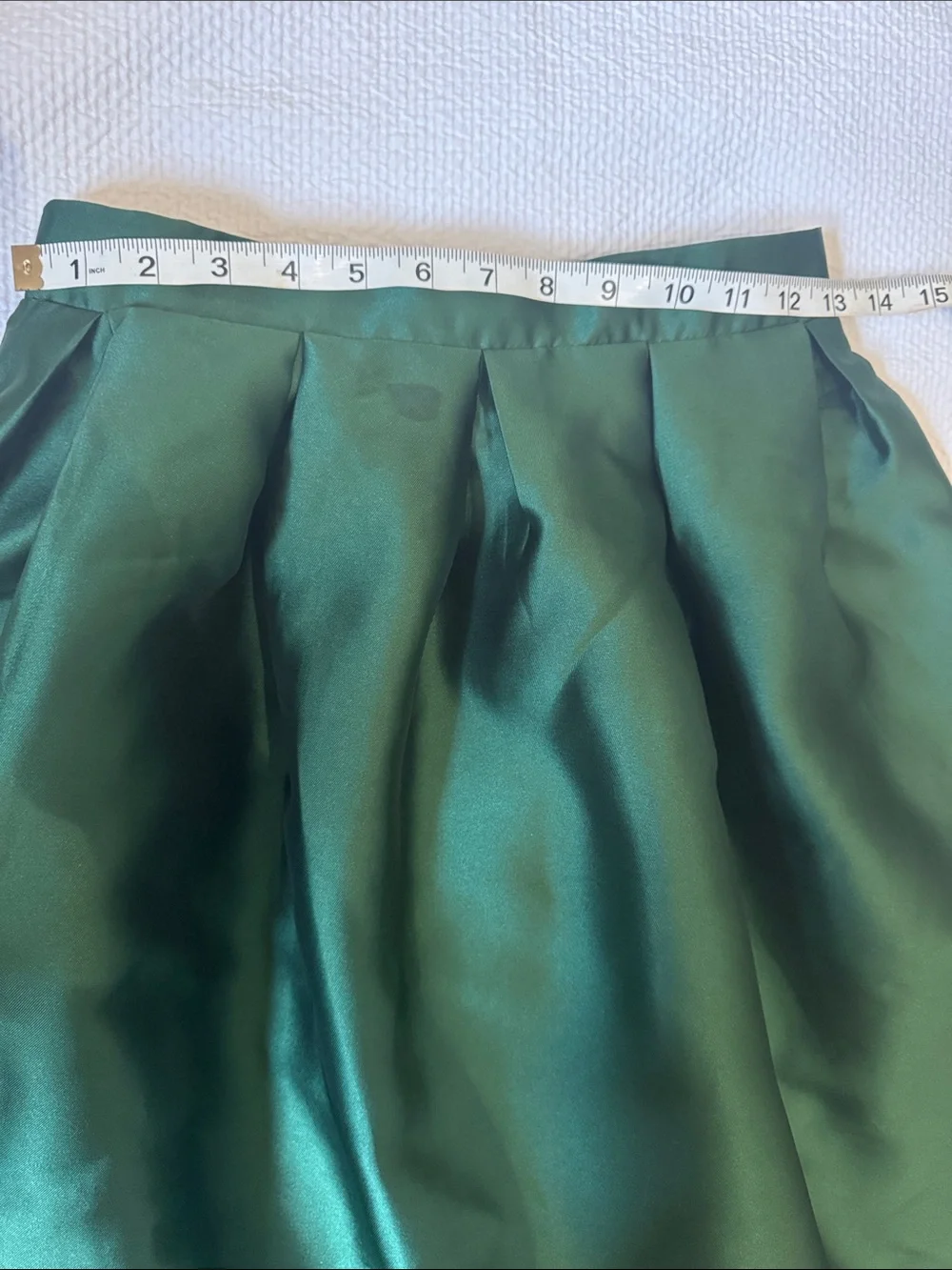 L'ATISTE Emerald Green Satin Midi Skirt Size Small
